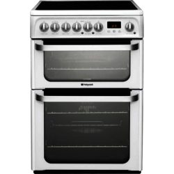 Hotpoint HUE61PS 60cm Electric Ceramic Double Oven Cooker in White